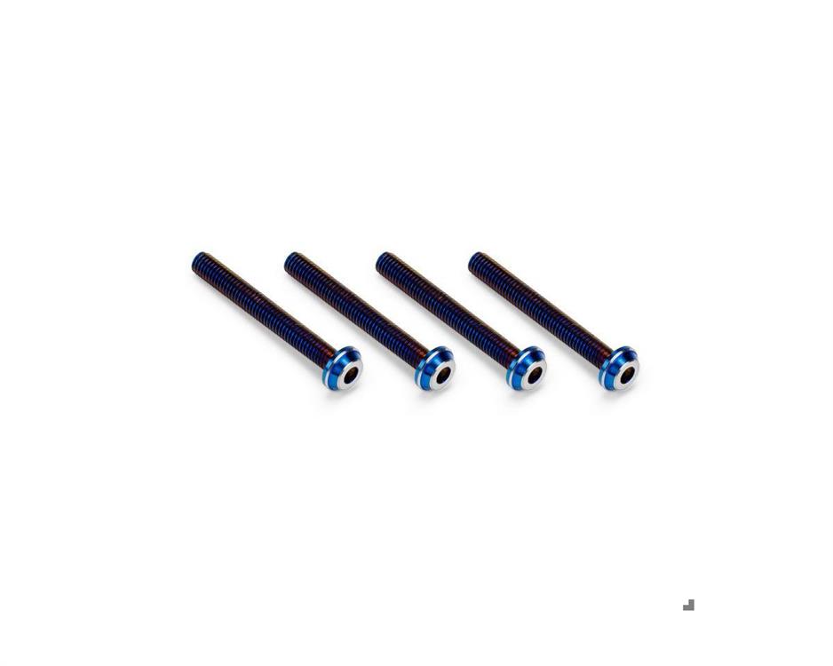 JConcepts 3x24mm Titanium Top Hat Screws (Blue) (4)