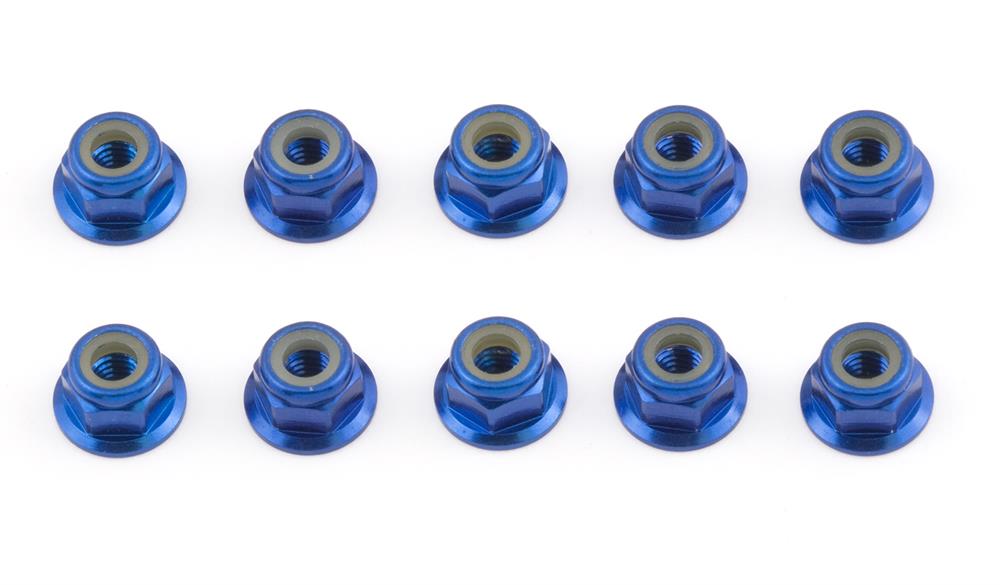 FT Locknuts, M4, flanged, blue aluminum