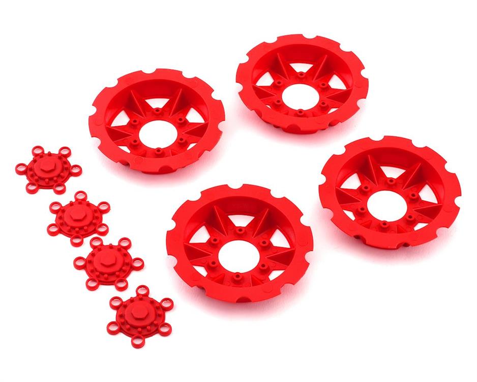 JConcepts "Tracker" Monster Truck Wheel Mock Beadlock Rings (Red) (4)