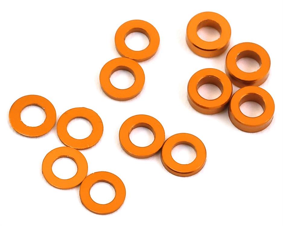 ProTek RC Aluminum Ball Stud bricka Set (Orange) (12) (0.5mm, 1.0mm & 2.0mm)