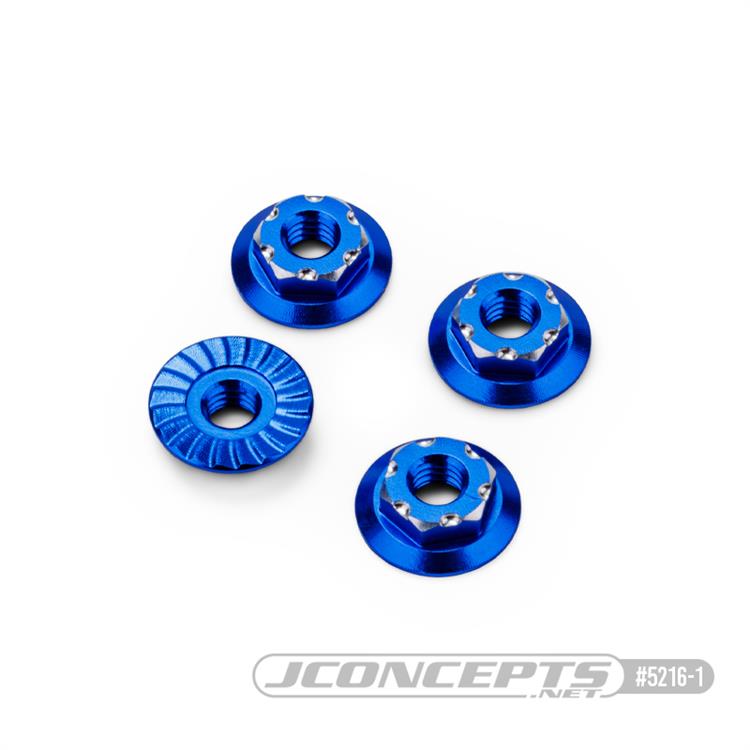 JConcepts RC10B7 7mm Aluminum Low-Profile Wheel Nuts (4) (Blue)