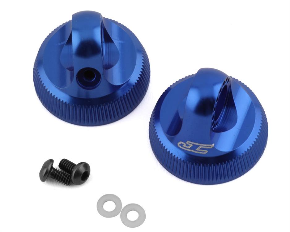 JConcepts Team Associated Fin Aluminum 13mm Shock Cap (Blue) (2)