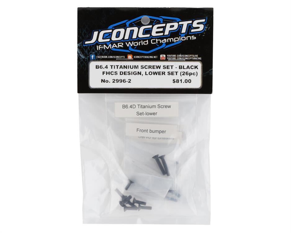 JConcepts Team Associated B6.4 Titanium Lower Screw Set (26) (Black)