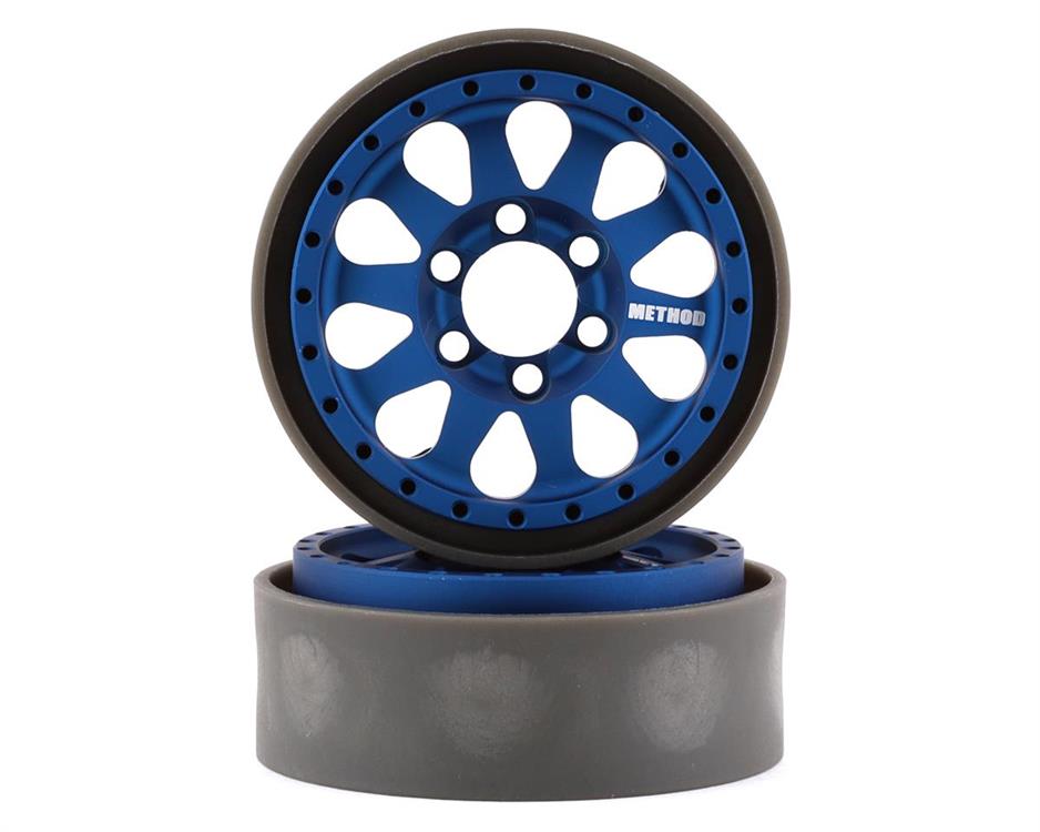 Vanquish Products Method 101 V2 1.9" Beadlock Crawler Wheels (Blue/Black) (2)