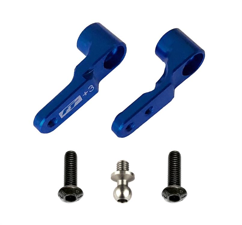 RC10B6 FT Steering Bellcrank, +3mm, blue aluminum