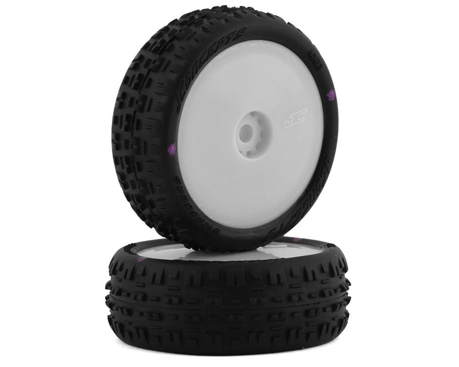 JConcepts Mini-B Swagger Pre-Mounted Front Tires (White) (2) (Pink)