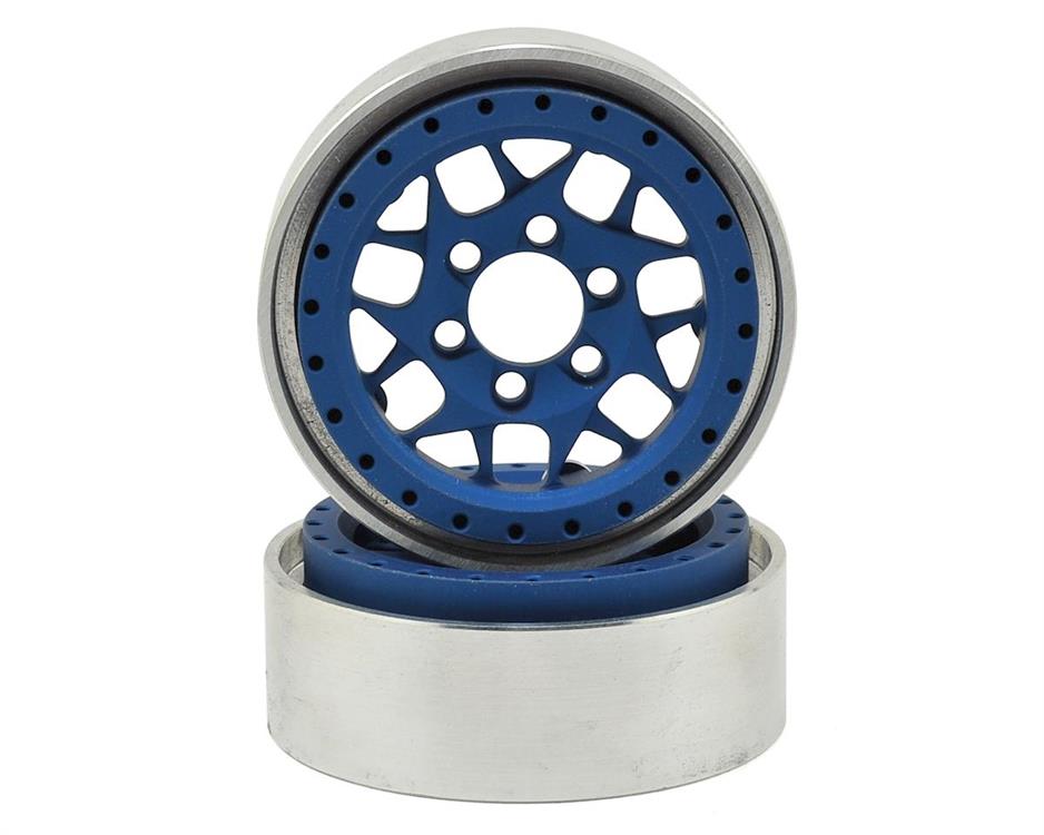 Vanquish Products KMC XD127 Bully 1.9" Beadlock Crawler Wheels (Blue) (2)