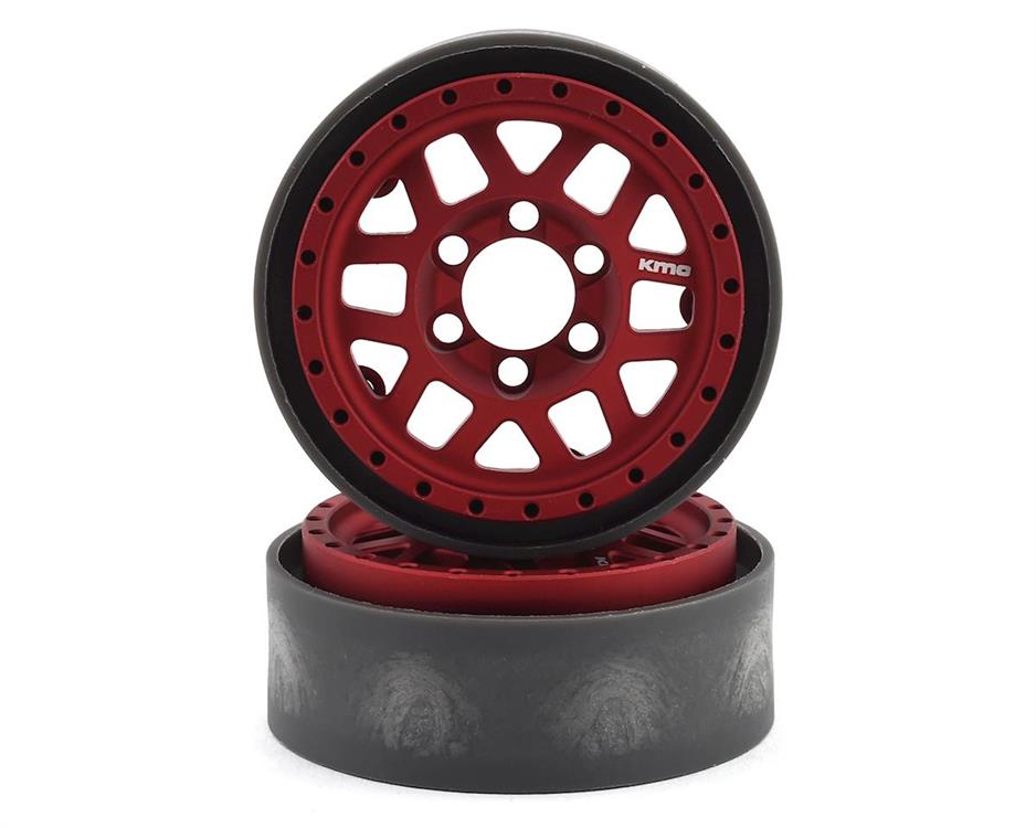 Vanquish Products KMC XD229 Machete V2 1.9" Beadlock Crawler Wheels (Red) (2)