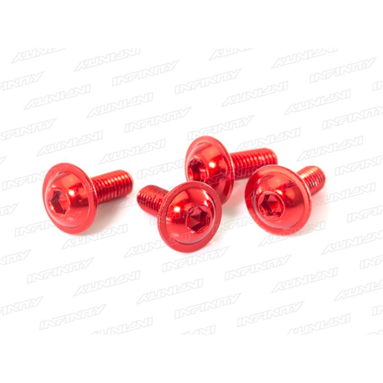 M3x8mm ALUMINUM FLANGE BUTTON HEAD SCREW (Red/4pcs)