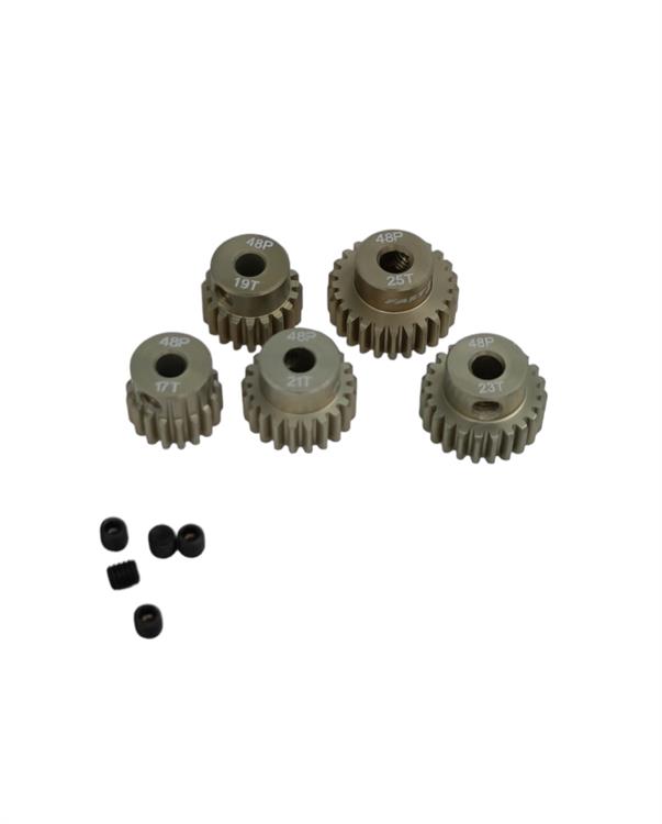 FAST1 Pinion Gear  48P 5-pack, (17T, 19T, 21, 23T, 25T)  för 1:10, 3,175mm shaft (7075 hard）