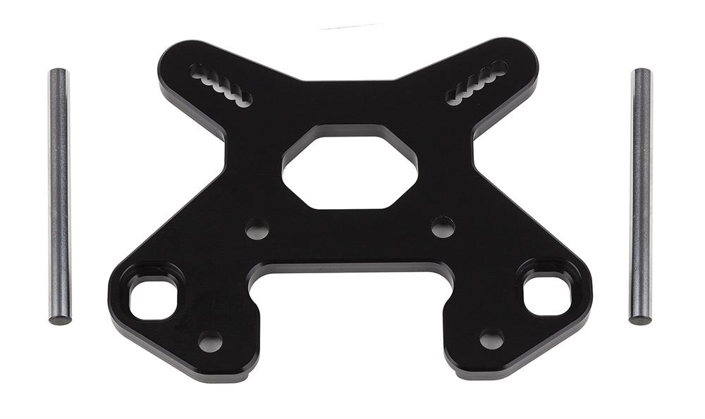 RC8B4 Front Shock Tower V2, black aluminum