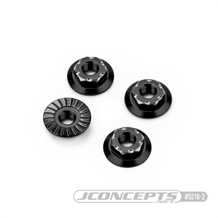 JConcepts RC10B7 7mm Aluminum Low-Profile Wheel Nuts (4) (Black)