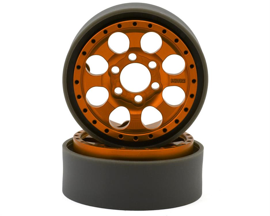 Vanquish Products KMC KM237 Riot 1.9" Beadlock Crawler Wheels (Orange Anodized) (2)