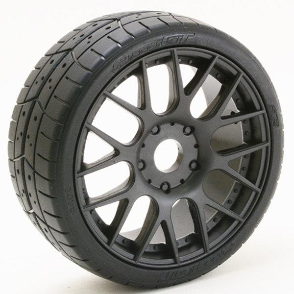 Sweep 1:8 EXP GT racing treaded glued tires 45deg. w/Belt(EVO16 black wheel), 2pcs 