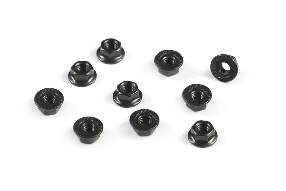 Nut M4 flanged, knurled  (10)