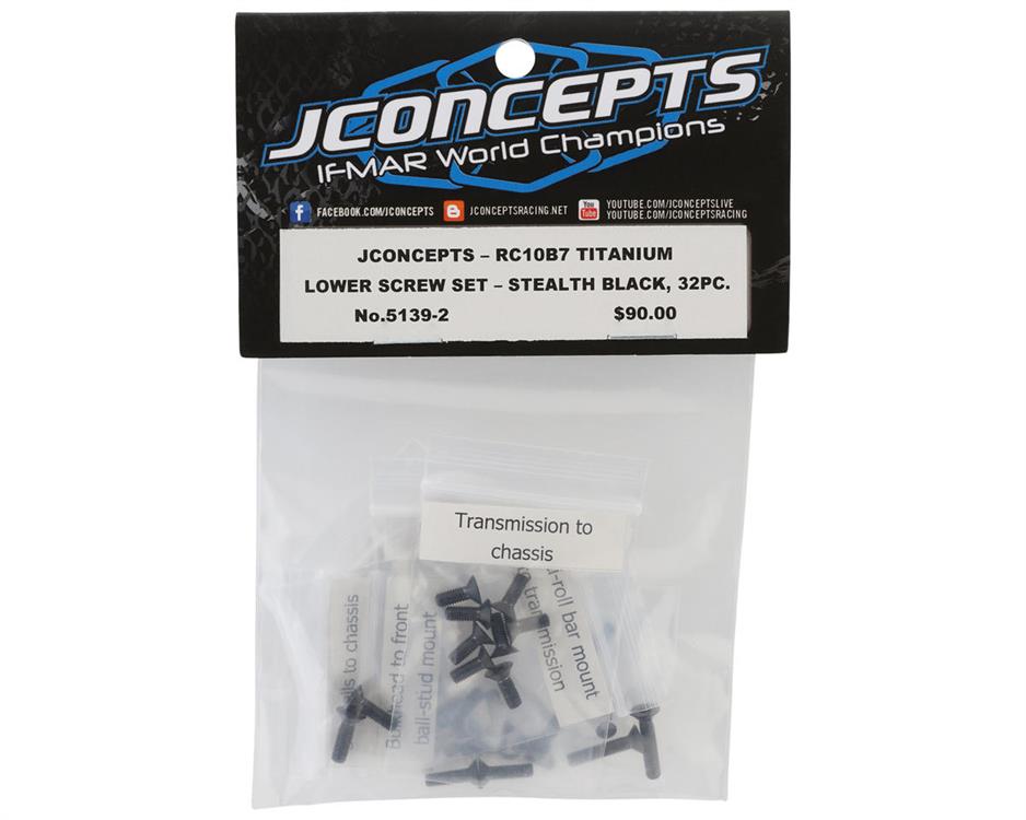 JConcepts RC10 B7/B7D Titanium Lower Screw Set (Black) (28)