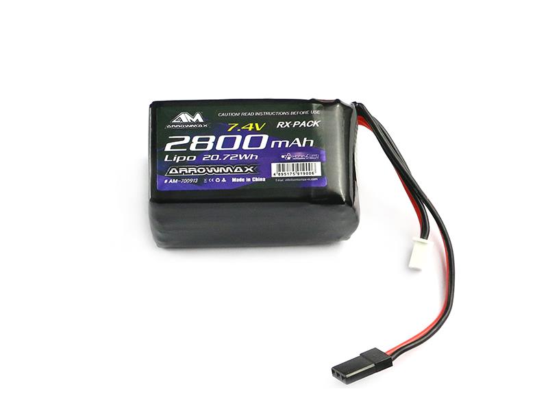 AM Lipo 2800mAh 2S TX/RX 7.4V Hump Pack