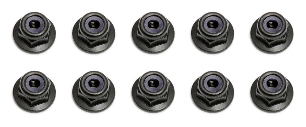 Locknuts, M3, flanged, black