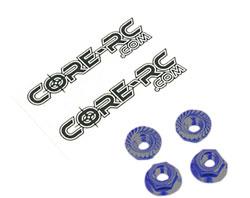 CORE RC - Serrated Alloy M4 Nuts; Blue  pk 4
