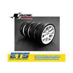 Ride 1/10 Slick Tires Precut 24mm Pre-glued with 10 Spoke Wheel - White (4) FWD ETS