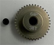 motordrev / pinion,  64P 38T, för 1:10, 3,175mm axel (7075 hard）