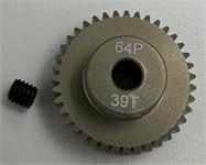 motordrev / pinion,  64P 39T, för 1:10, 3,175mm axel (7075 hard）