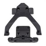 RC10B6.4 FT Front Top Plate and Ballstud Mount, angled, carbon