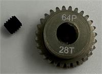 motordrev / pinion,  64P 28T, för 1:10, 3,175mm axel (7075 hard）