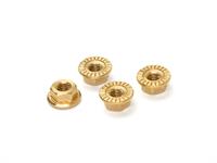 SMJ MACHINE CUT BRASS SERRATE FLANGED WHEEL NUT M4 (4pcs)