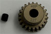motordrev / pinion,  48P 22T, för 1:10, 3,175mm axel (7075 hard）