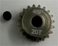 motordrev / pinion,  48P 20T, för 1:10, 3,175mm axel (7075 hard）