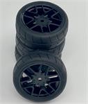 HANKOOK Tread Belted tires Pre-glued set Pro-compound 34deg 24mm for Asphalt (12 Spoke Black wheels + EXP-C)