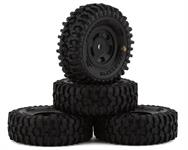 JConcepts SCX24 1.0" Tusk Pre-Mounted Tires w/Glide 5 Wheels (4) (Black) (Gold)