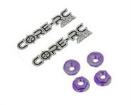 CORE RC - Serrated Alloy M4 Nuts; Violet  pk 4