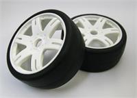 Sweep 1:8 EXP GT racing slick glued tires 50deg. w/Belt(6ix Pak white wheel), 2pcs 