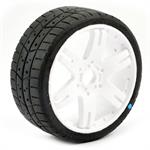 Sweep 1:8 EXP GT racing treaded glued tires 50deg. w/Belt(6ix Pak white wheel), 2pcs 