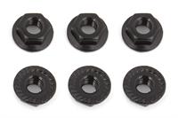 Wheel Nuts, M4, Serrated, flanged, black steel