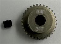 motordrev / pinion,  64P 31T, för 1:10, 3,175mm axel (7075 hard）