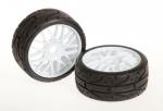 1/8 GT tyre medium mounted white rim (2)